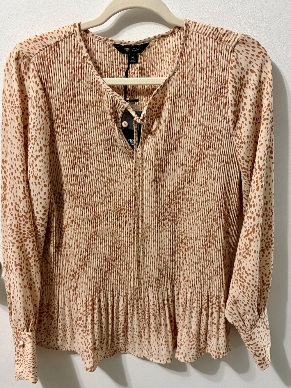 Simply Vera Vera Wang Beige and Brown Animal Print Top